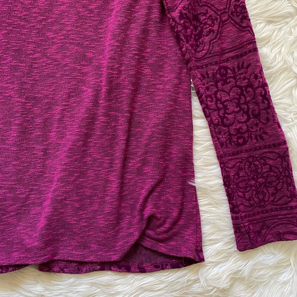 Hale Bob Purple Floral Open Front Long Sleeve Cardigan - Picture 7 of 7